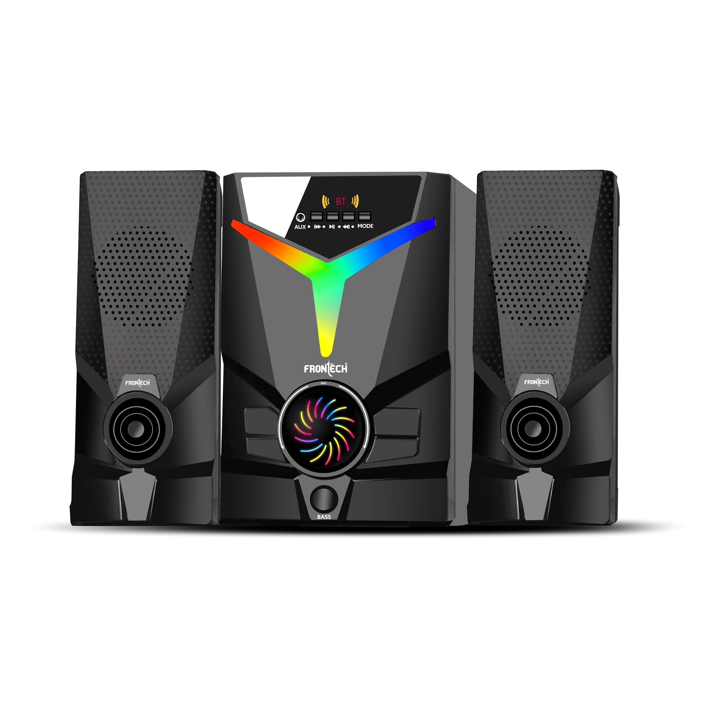 FRONTECH 40W Bluetooth 5.0 Multimedia Speaker| Powerful Bass | 2.1 Channel | Surround Sound System | USB | AUX | FM Radio | Wireless Remote Control for Home & Office (SW-0144) FRONTECH 40W Bluetooth 5.0 Multimedia Speaker| Powerful Bass | 2.1 Channel | Surround Sound System | USB | AUX | FM Radio | Wireless Remote Control for Home & Office (SW-0144)